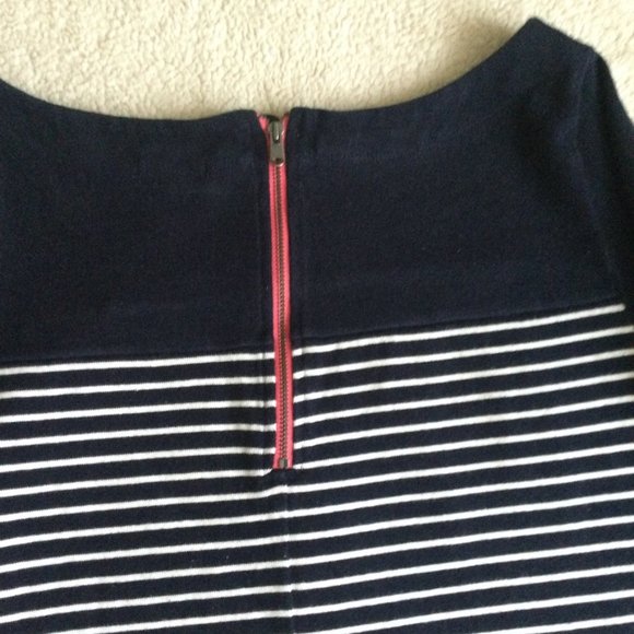 Gap Boatneck Mariner Dress Stripes Knit Navy White Shift - Sz Medium - Picture 9 of 15